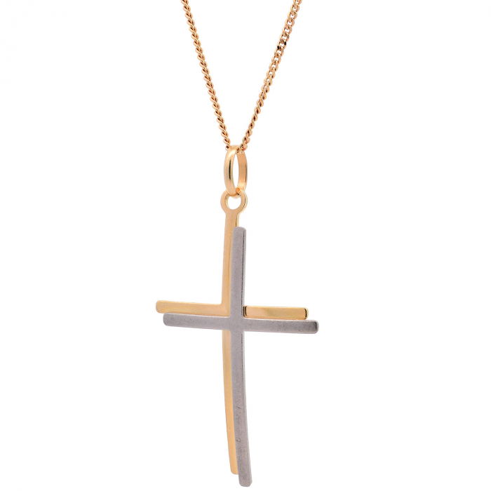 Halskette Anhänger Kreuz mit 1,1 mm Goldkette 585-14 Karat Gold