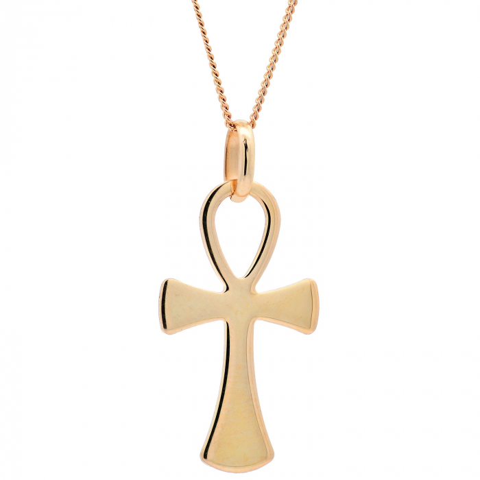 Halskette Anhänger Kreuz mit 1,1 mm Goldkette 585-14 Karat Gold