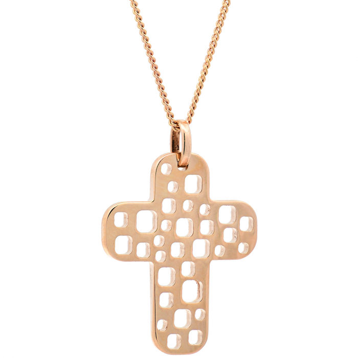 Halskette Anhänger Kreuz mit 1,1 mm Goldkette 585-14 Karat Gold