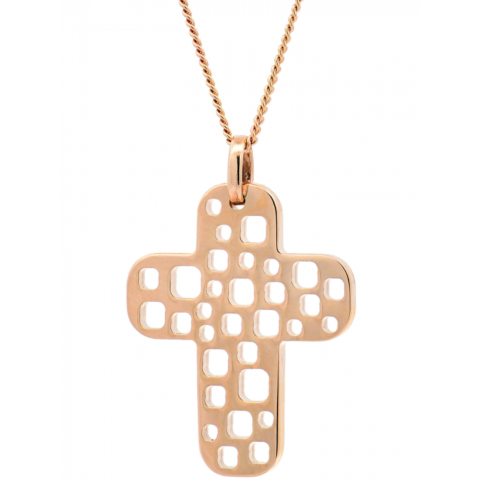Halskette Anhänger Kreuz mit 1,1 mm Goldkette 585-14 Karat Gold