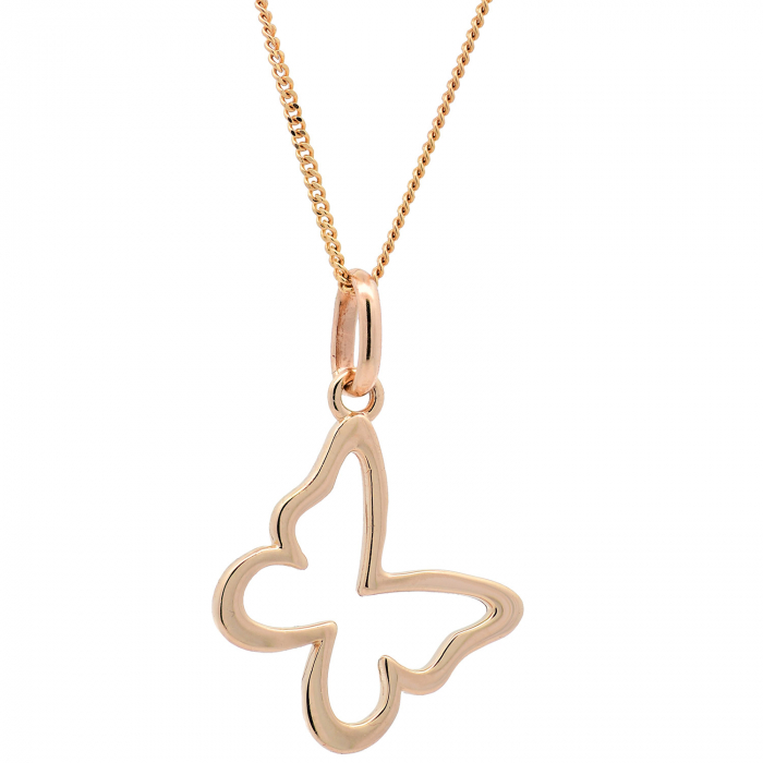 Halskette Anhänger Schmetterling mit 1,1mm Goldkette 585-14 Karat Gold
