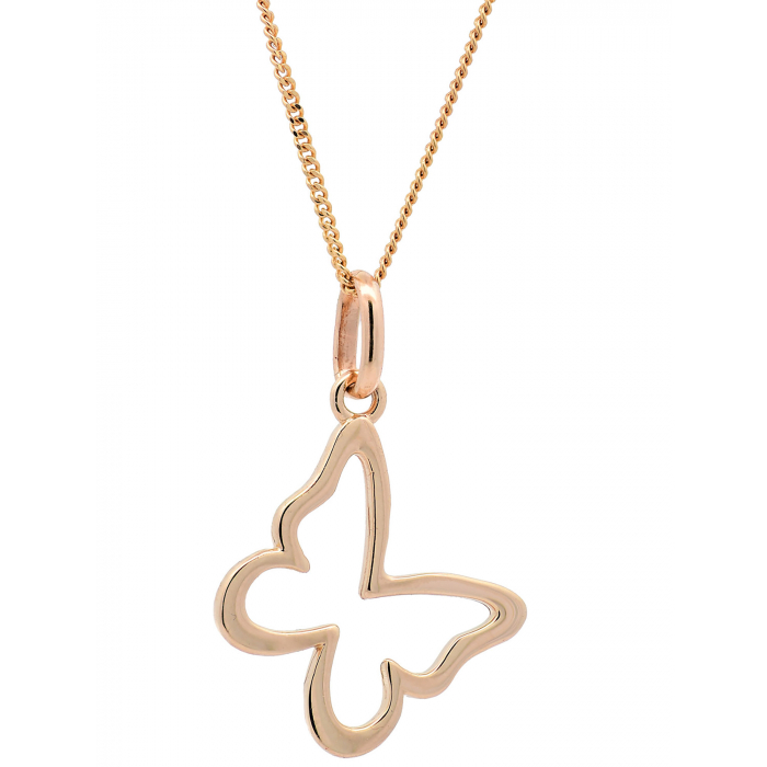 Halskette Anhänger Schmetterling mit 1,1mm Goldkette 585-14 Karat Gold