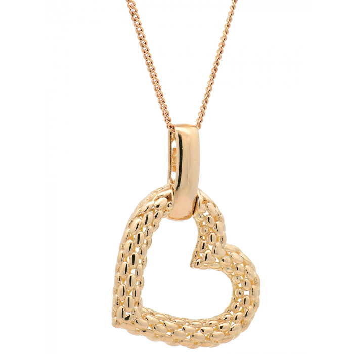 Halskette Anhänger Herz mit 1,1 mm Goldkette 585-14 Karat Gold