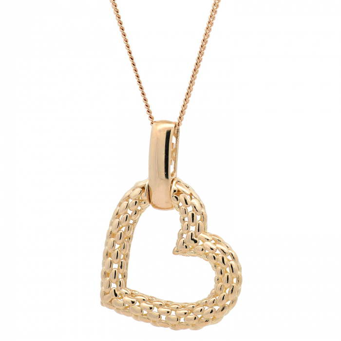 Halskette Anhänger Herz mit 1,1 mm Goldkette 585-14 Karat Gold