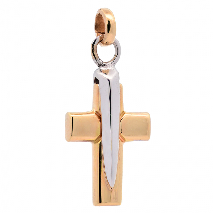 Anhänger für Halskette Kreuz echt massiv 585-14 Karat Gold