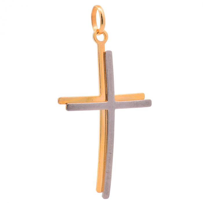 Anhänger für Halskette Kreuz echt massiv 585-14 Karat Gold