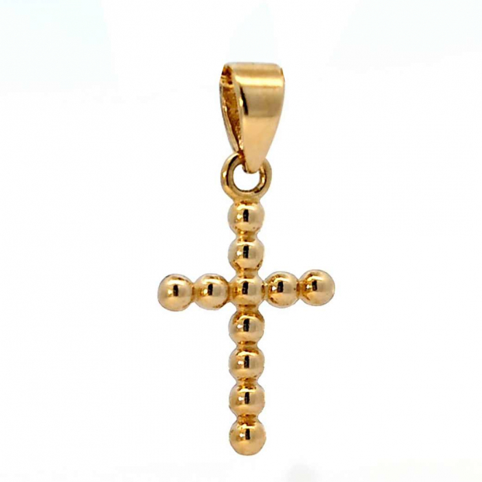 Anhänger für Halskette Kreuz Kügelchen echt massiv 585-14 Karat Gold