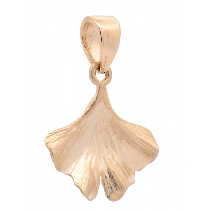 Anhänger für Halskette Ginkgoblatt echt massiv 585-14 Karat Gold