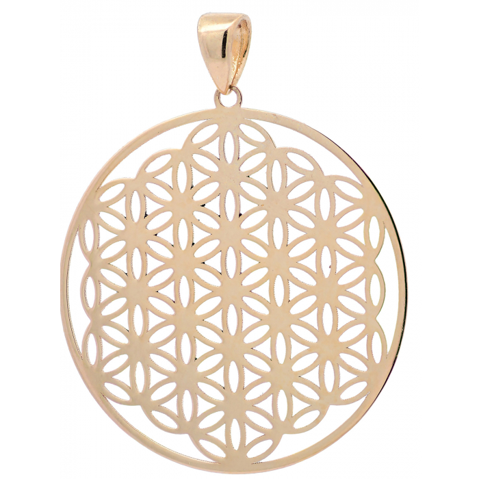 Anhänger für Halskette Blume des Lebens echt massiv 585-14 Karat Gold