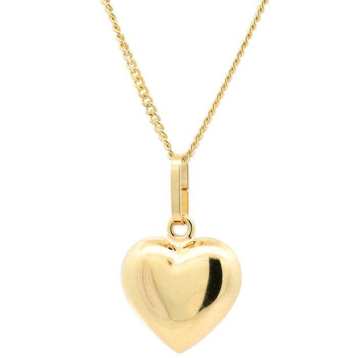Gold Anhänger Herz 333 - 8 Karat Gold mit vergoldeter Kette 925 Silber