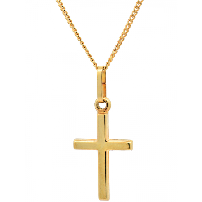 Gold Anhänger Kreuz 333 -8 Karat Gold mit vergoldeter Kette 925 Silber