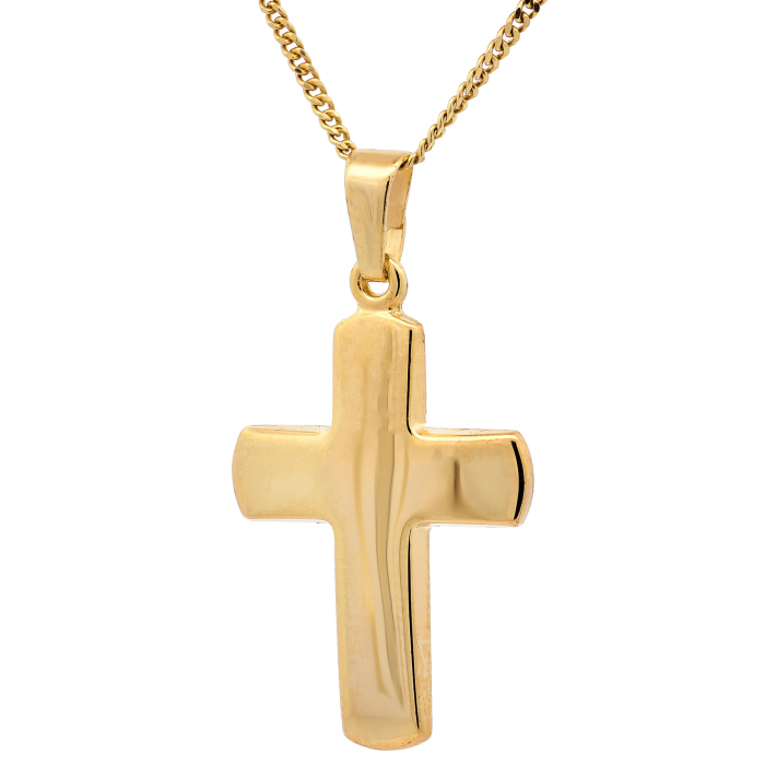 Anhänger Kreuz  585-14 Karat Gold mit vergoldeter Silberkette
