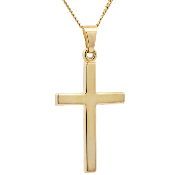 Anhänger Kreuz  585-14 Karat Gold mit vergoldeter Silberkette