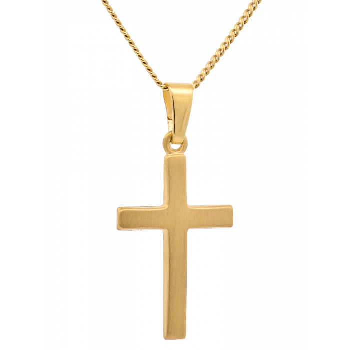 Anhänger Kreuz   333-8 Karat Gold mit vergoldeter Silberkette