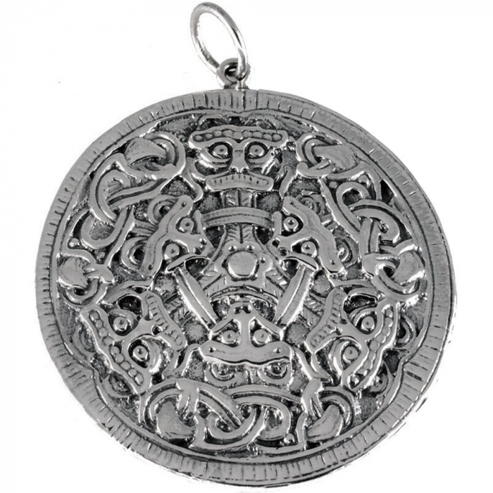 Wikinger Schutzamulett Schmuck Anhänger Zinn Schutzamulett Schmuck Anhänger 925er Silber - Wikinger - Durchmesser 56mm
