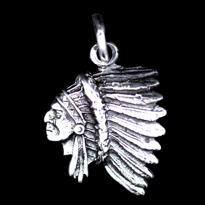 Häuptlingkopf klein Schmuck Anhänger 925er Silber 18x20mm