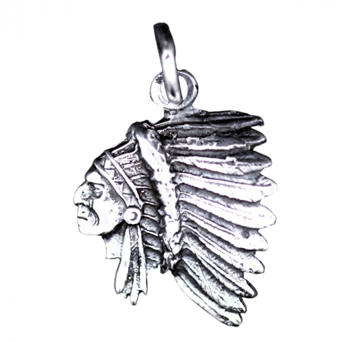 Häuptlingkopf klein Schmuck Anhänger 925er Silber 18x20mm