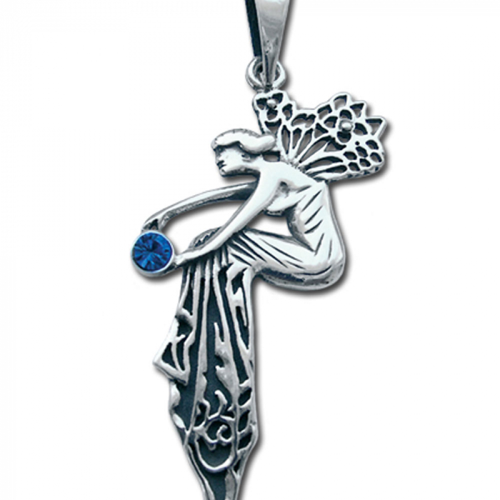 Verzauberte Elfe Schmuck Anhänger 925er Silber Feen Elfen 54x25mm