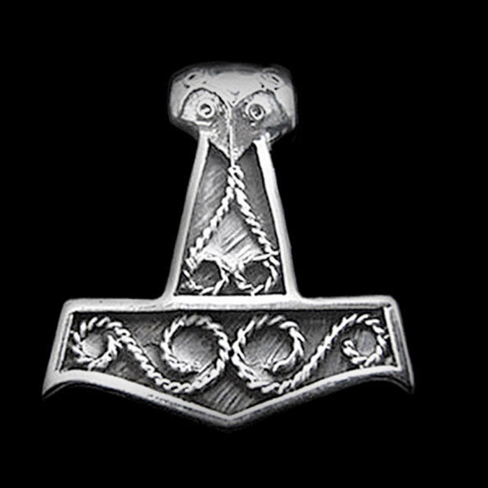 Thors Hammer Schmuck Anhänger 925er Silber - Thorhammer - 35x35mm