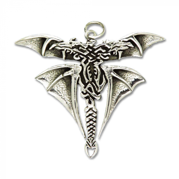 Kämpfende Drachen Schmuck Anhänger 925er Silber - Drachen - 50x41mm