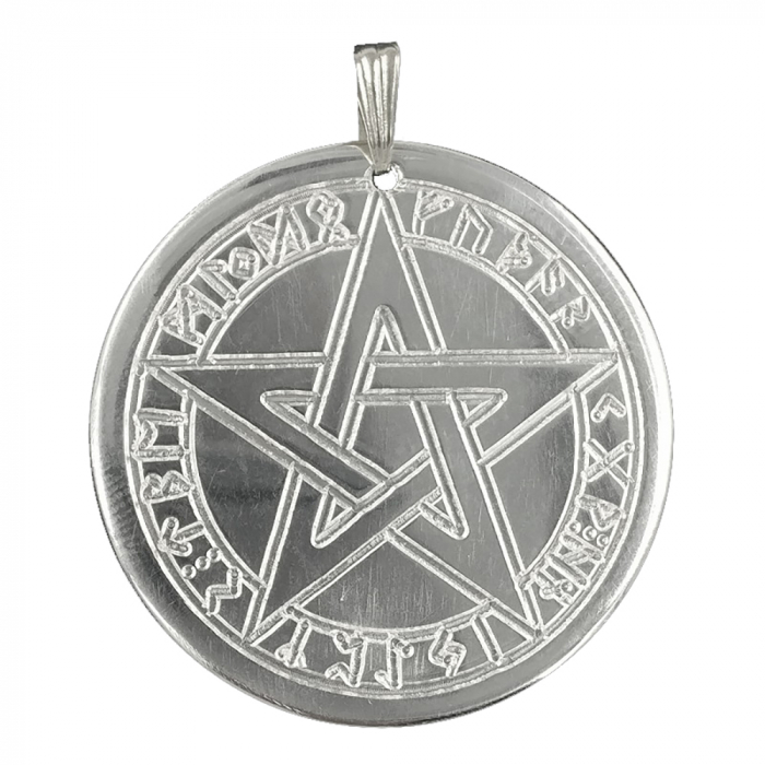 Runenpentagramm Schutzrune Schmuck Anhänger Messing versilbert