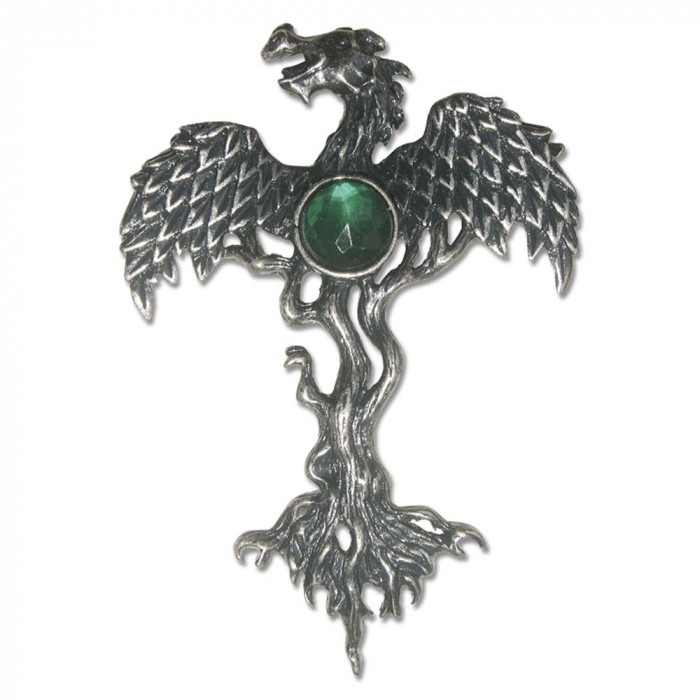 Der Drachenbaum Anhänger Elfen Feen Drachen Greenwood mythisch 63x42mm +Halsband