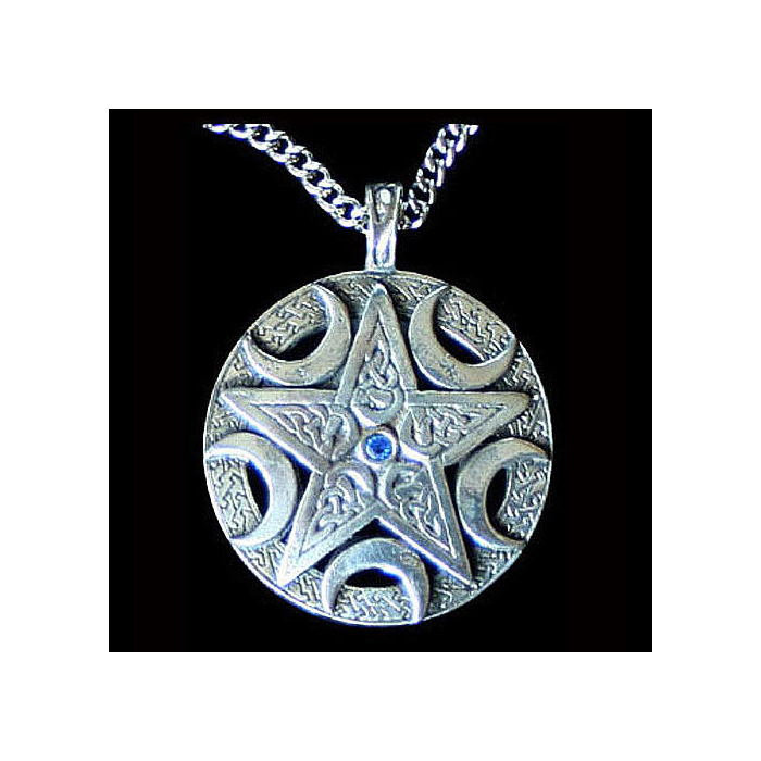 Mond - Keltischer Knoten Pentagramm Anhänger Schmuck - Pentagramm - 33x43mm