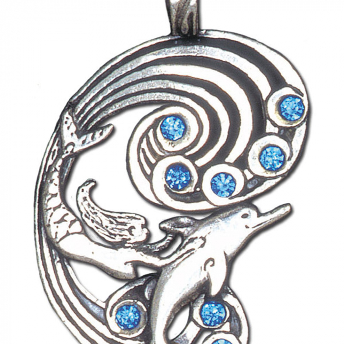 Meerjungfrau und Delphin Anhänger 42x25mm Wikinger Swarovski Kristallen + Kette