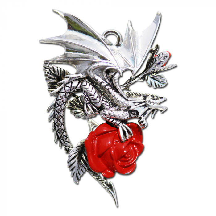 Draca Rosa Anhänger Schmuck - Drachen , Pflanzen - 40x55mm
