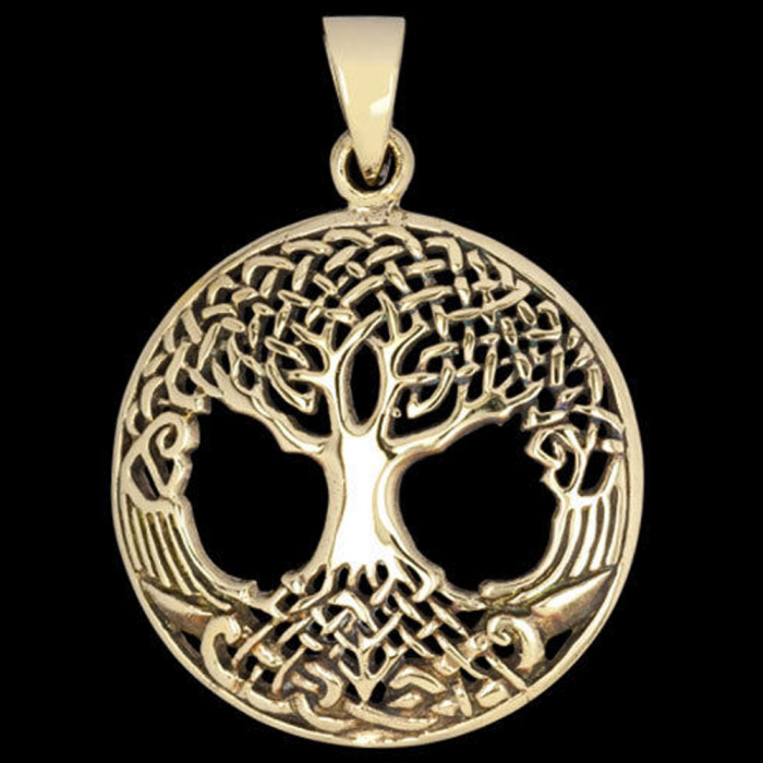 Weltenesche Bronze Anhänger Schmuck gross - Lebensbaum - 26mm Durchmesser