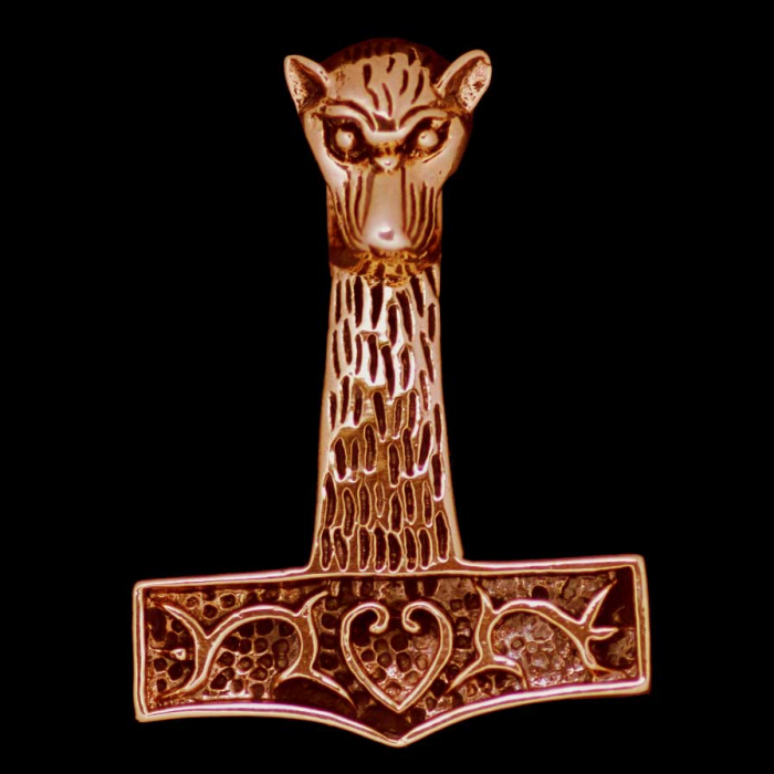 Thorhammer Wolfskopf Bronze Anhänger Schmuck Thor Viking 45mm x 33 mm