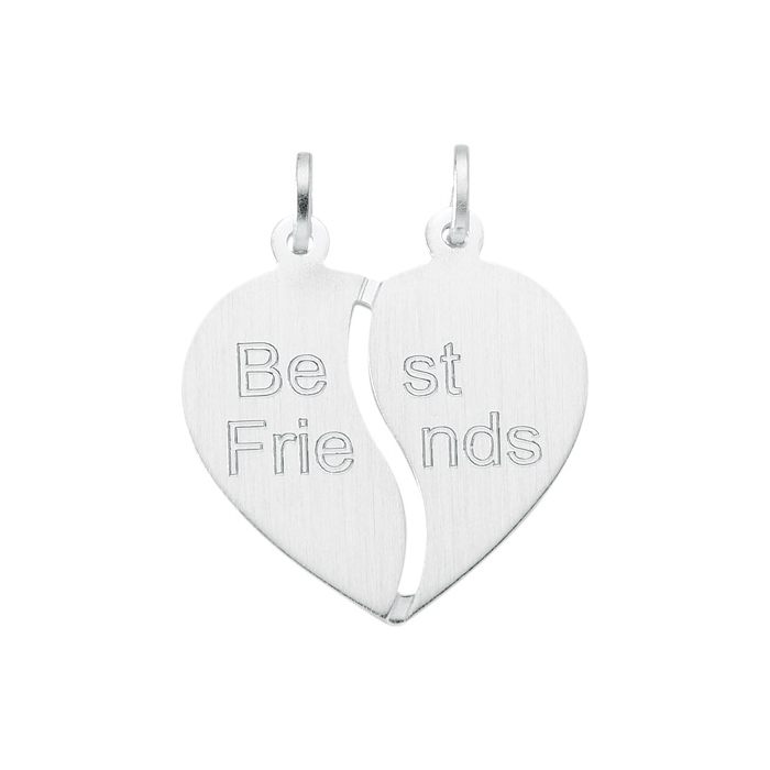 Anhänger Herz Freundschafts Herzanhänger "Best Friends" aus massiv 925 Sterlingsilber