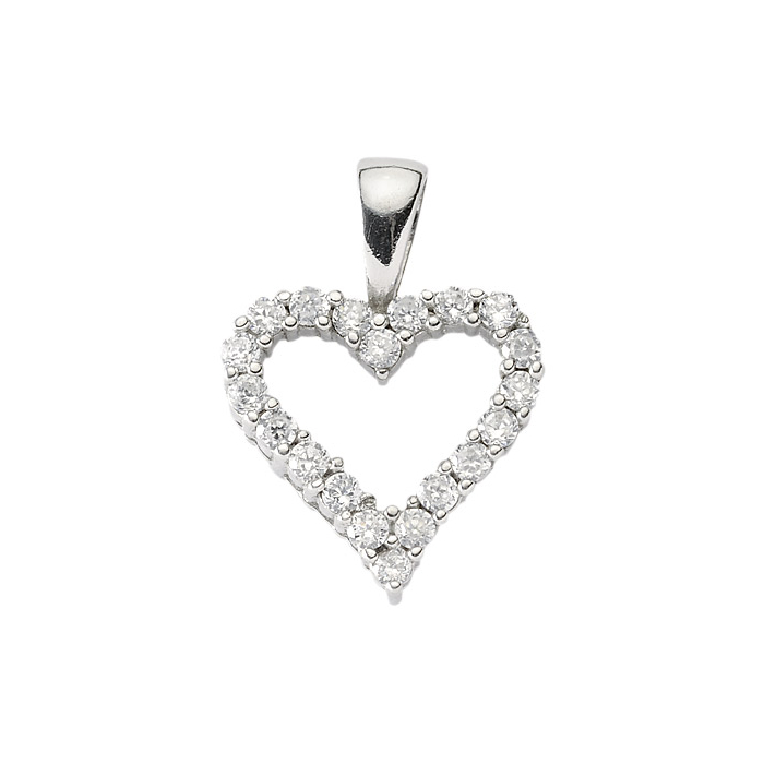 Anhänger Herz aus Silber mit Zirkonia aus massiv 925 Sterlingsilber rhodiniert
