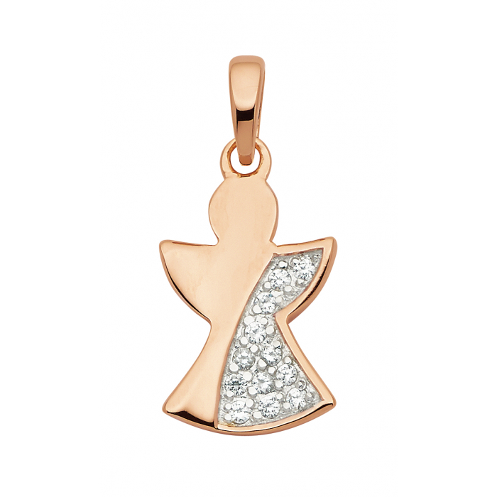 Anhänger Engel aus Silber mit Zirkonia vergoldet aus massiv 925 Sterlingsilber