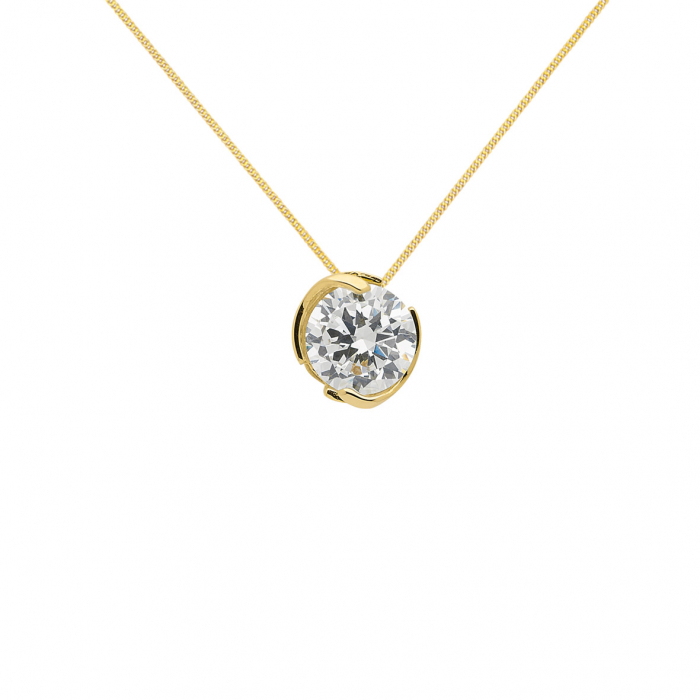 Anhänger aus Gold mit Zirkonia Stein aus massiv 333 - 8 kt Gelbgold  mit massiver Goldkette