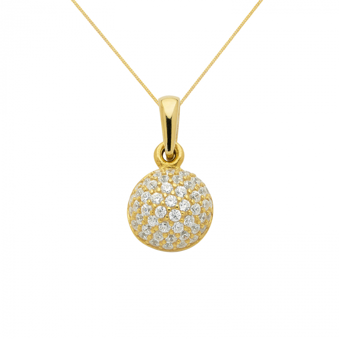 Anhänger aus Gold rhodiniert mit Zirkonia Steinen aus massiv 333 - 8 kt Gelbgold  mit massiver Goldkette
