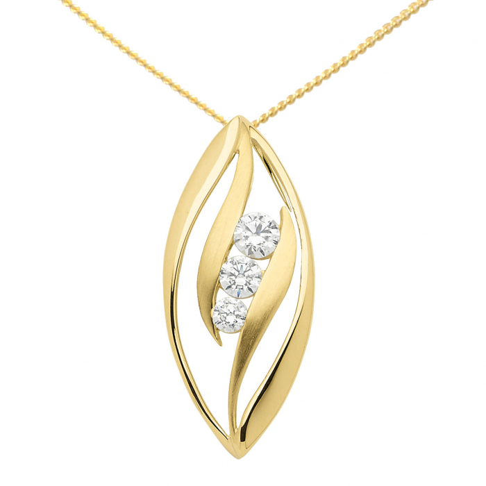 Anhänger aus Gold mit Zirkonia Steinen aus massiv 333 - 8 kt Gelbgold  mit massiver Goldkette