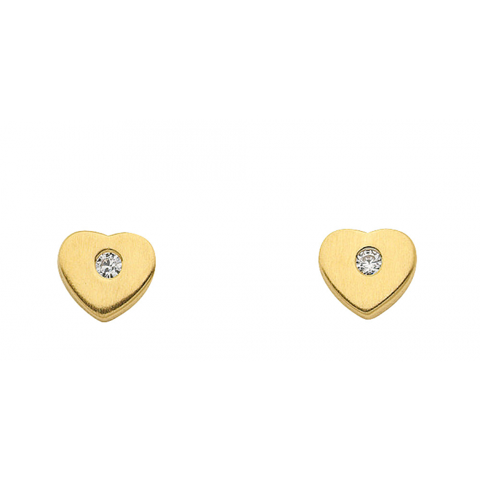 Ohrstecker Herz Zirkonia 333 Gelbgold