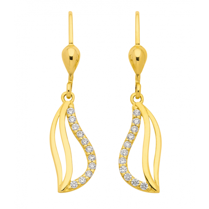 Ohrhänger, Ohrringe  Zirkonia 333 Gelbgold