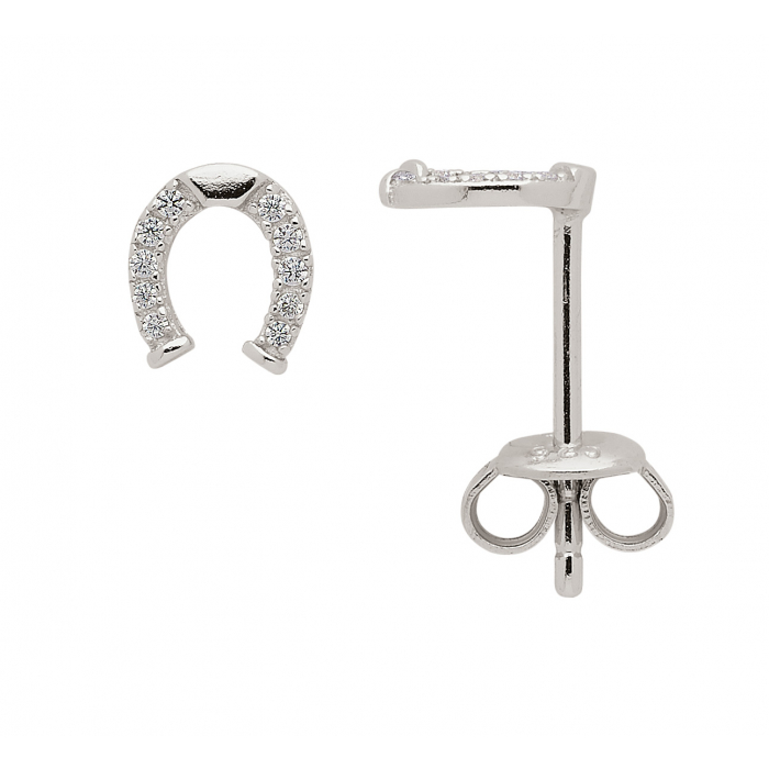 Sortiment Ohrstecker Hufeisen Zirkonia 925 Silber rhodiniert