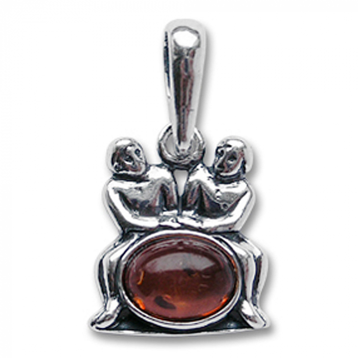 Sternzeichen Zwillinge Schmuck Anhänger 925er Silber - Zodiac - 22x13mm