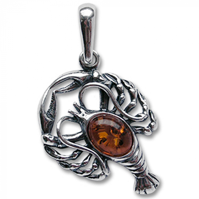 Sternzeichen Krebs Schmuck Anhänger 925er Silber - Zodiac - 32x20mm