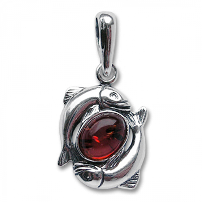 Sternzeichen Fische Schmuck Anhänger 925er Silber - Zodiac - 27x14mm