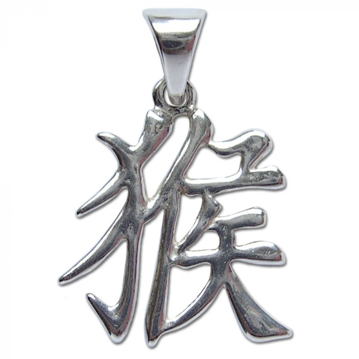 chinesische Sternzeichen Zeichen Affe Anhänger 925er Silber Tier 27x18 mm