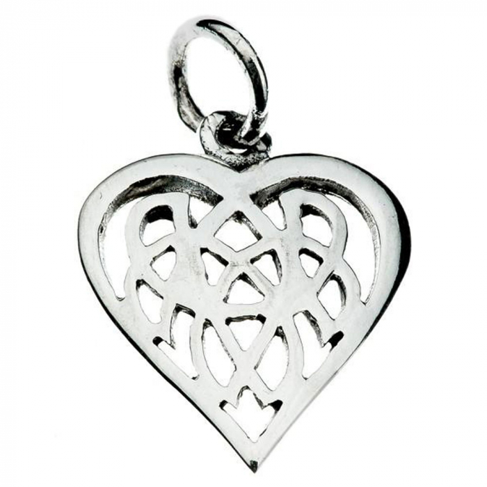 Silberanhänger Keltisches Herz Schmuck 925er Silber - Keltische Knoten , Liebe - 21x14mm