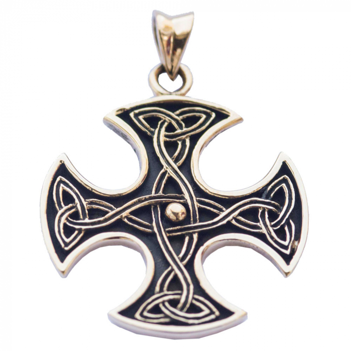 Anhänger Bronze Cross Celtic Schmuck - Keltische Knoten , Kreuze - 38x29mm