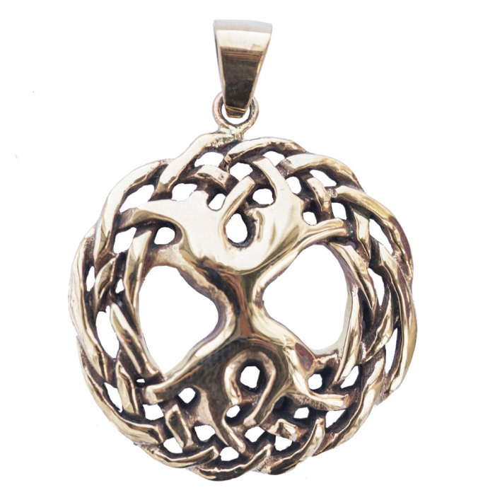 Keltenanhänger Weltenesche Bronze Yggdrasil Schmuck - Keltische Knoten , Pflanzen , Sonstige Tiere - 39x29mm