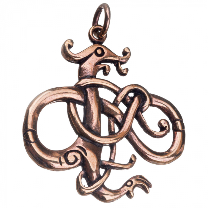 Wikinger Drache Bronze Anhänger Schmuck - Keltische Knoten - 45x45mm