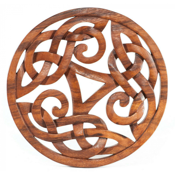 Wandschmuck Keltisches Triskel groß als Holzbild Wanddeko Handarbeit Celtic