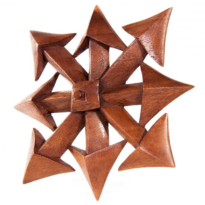 Wandschmuck Chaos Stern klein geschnitztes Ornament Holzbild Wanddeko Holz